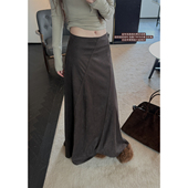 shop Here yaya 侘寂艺术生穿搭复古氛围超大裙摆麂皮绒半身裙