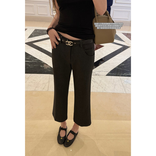 Here yaya shop 宅女腿精裤挺括有型视觉收肉时髦7分微喇西装裤