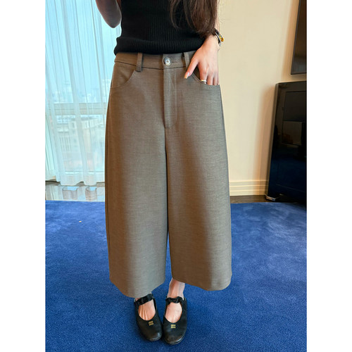 here yaya shop 老钱时髦感Ji简高质感羊毛醋酸显腿直西装八分裤