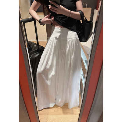 Here yaya shop 山本裤清冷感随意慵懒藏肉显比例质感高腰裙裤
