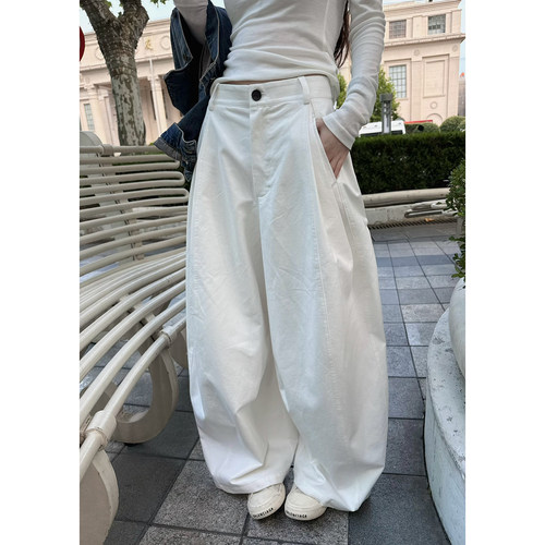 Here yaya shop Ji简留白松弛时髦感高品质复合挺括wan能工装裤