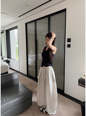 Here yaya shop 奶盐冰茶定制面料桑蚕丝天丝沙冰凉感防晒阔腿裤