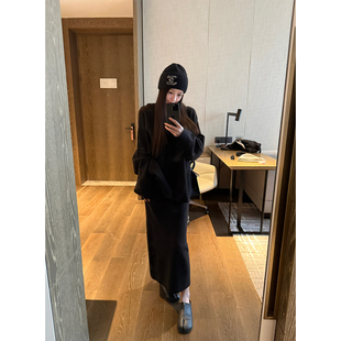 可机洗套装 清仓不退换 小女巫又嗲又酷连帽羊毛毛衣半身裙九分裤