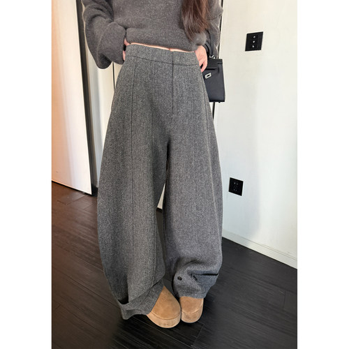 Here yaya shop 高品系列100%羊毛老钱精致时髦气球裤人纹西装裤