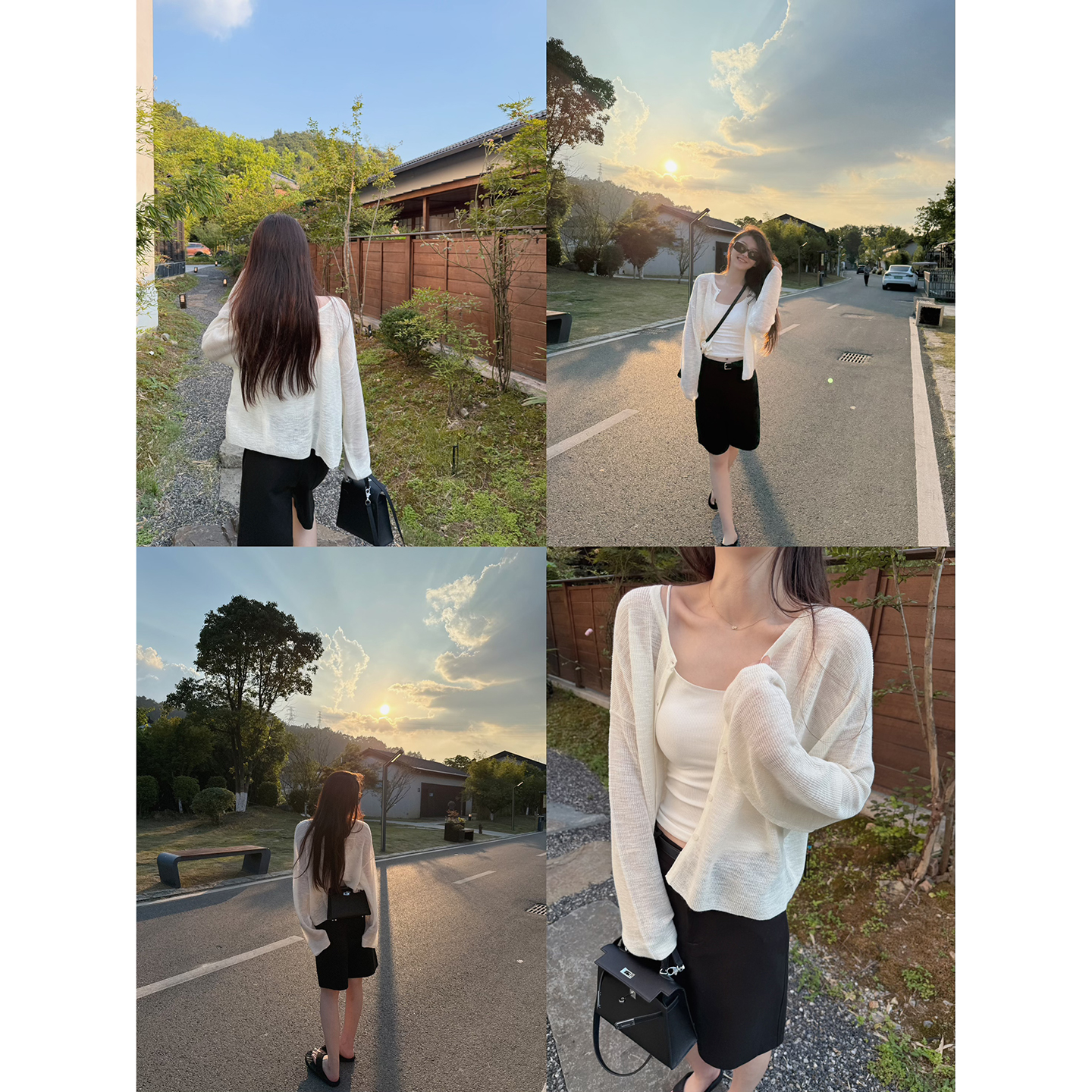 Here yaya shop 清冷柔雾精致温柔两穿慵懒长袖针织衫防晒开衫女