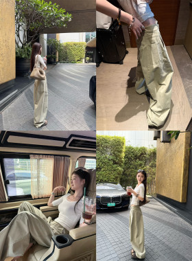 Here yaya shop 3.3 甜味曲奇穿不腻重工炒色工艺松弛感工装裤