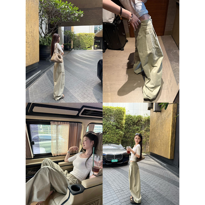 Here yaya shop 3.3 甜味曲奇穿不腻重工炒色工艺松弛感工装裤