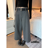 yaya shop 店主推荐 Here 时髦精穿搭加厚50%毛呢显腿直精致九分裤