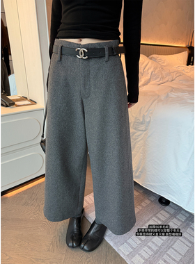 Here yaya shop 店主推荐时髦精穿搭加厚50%毛呢显腿直精致九分裤