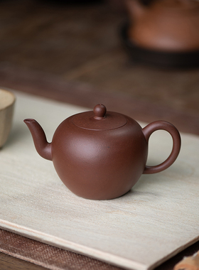 文人壶 美人肩壶 纯手工 全手 摹古 约120CC 诗文底款 手工老紫泥