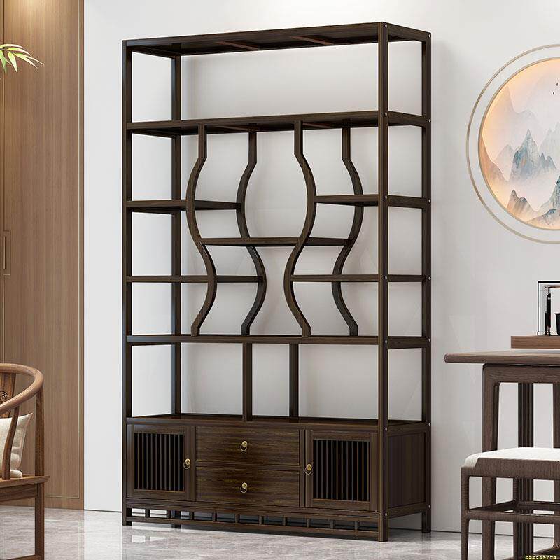 博古架实木中式茶叶展示柜多宝阁茶室茶叶置物架子茶具摆件收纳柜