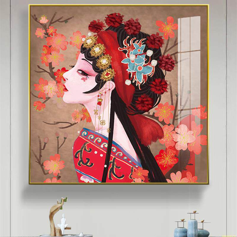 现代新中式玄关装饰画国潮人物挂画中国风餐厅壁画京剧花旦客厅画