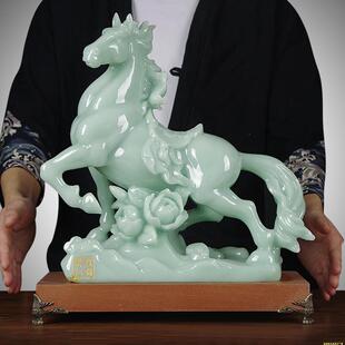 玉石马到成功招财摆件玄关电视柜房间客厅创意老板办公室装 饰礼品