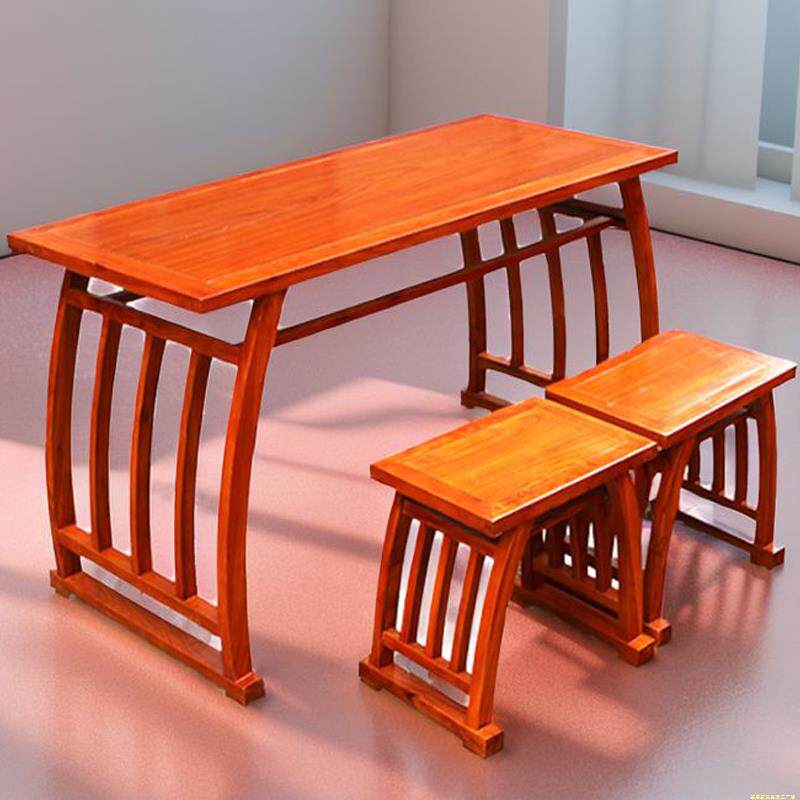 新中式国学桌子仿古单双人培训机构课桌椅马鞍桌书画桌毛笔书法桌