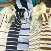 复古领带男窄版 毛线日韩休闲横条蓝色英伦学院风6CM平头个性 针织