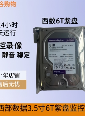 WD/西部数据 WD62PURX-78 6T 8T紫盘西数HA510录像机监控6T硬盘