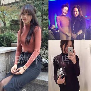 现货美国American apparel AA晚晚绒面小高领长袖T恤春秋打底衫