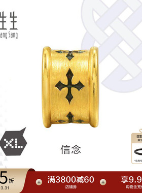 周生生Charme XL酷黑黄金信念转运珠足金硬金串珠86640C