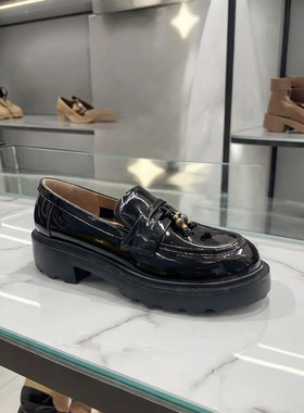 EBLAN伊伴女鞋真皮厚底乐福鞋2026新款巨好看不累脚黑色B26178013