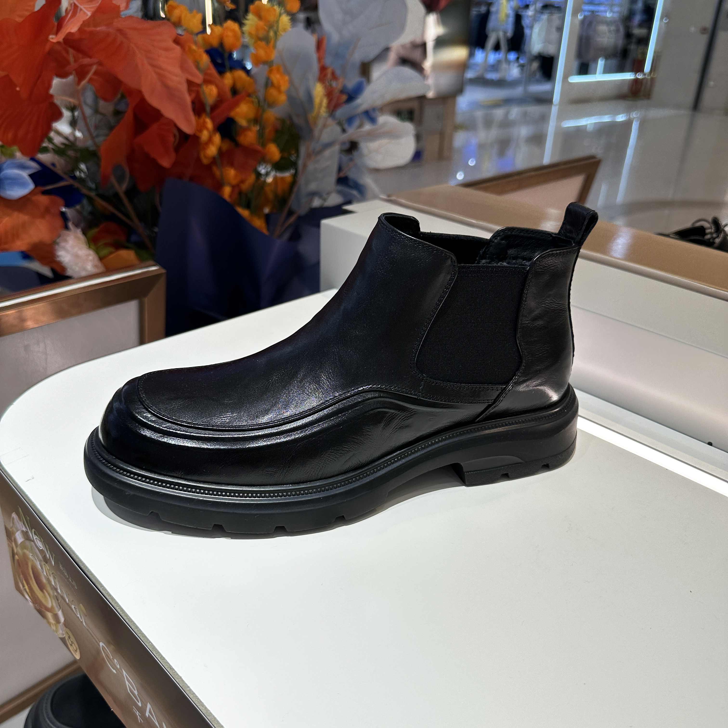 商场同款正品千百度男鞋加绒皮鞋