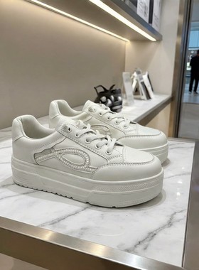 EBLAN伊伴女鞋厚底板鞋女休闲白色小个子爆款小众ins潮B26176210