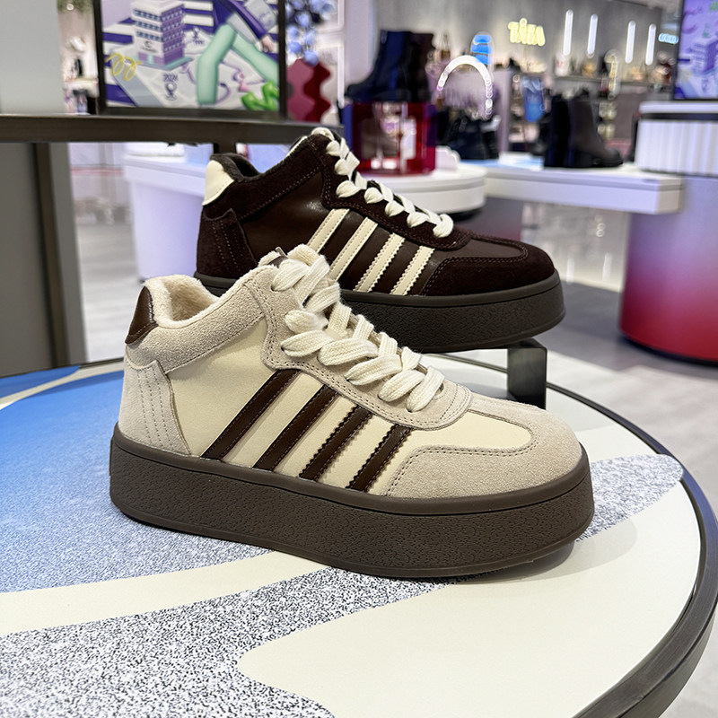 CBANNER千百度鞋子女款厚底德训鞋女2024新款秋冬加绒A24696612,女鞋,高帮鞋,淘宝优惠券,粉丝福利购,淘宝优惠卷