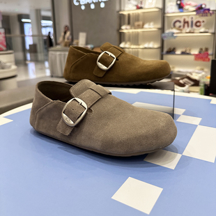 CBANNER千百度女鞋 女2024秋冬黑色真皮全包软底A24480905 勃肯鞋