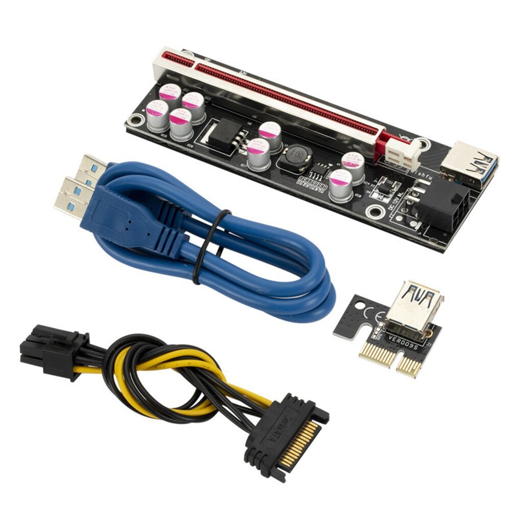USB3.0 TO PCIE ADAPTER 1X TO 16X GRAPHICS CARD GPU EXTENSION CABLE DUAL 6PIN LIGHT V009S EXPANSION CARD
