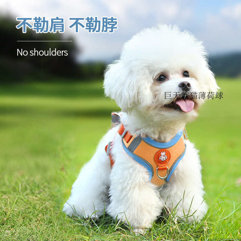 狗狗牵引绳遛狗绳泰迪比熊博美小型犬反光胸背带可调节狗绳狗链