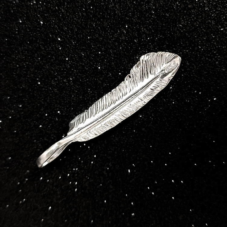 白木黑冰原创925纯银吊坠个性潮牌女朋克羽毛项链送女友礼物