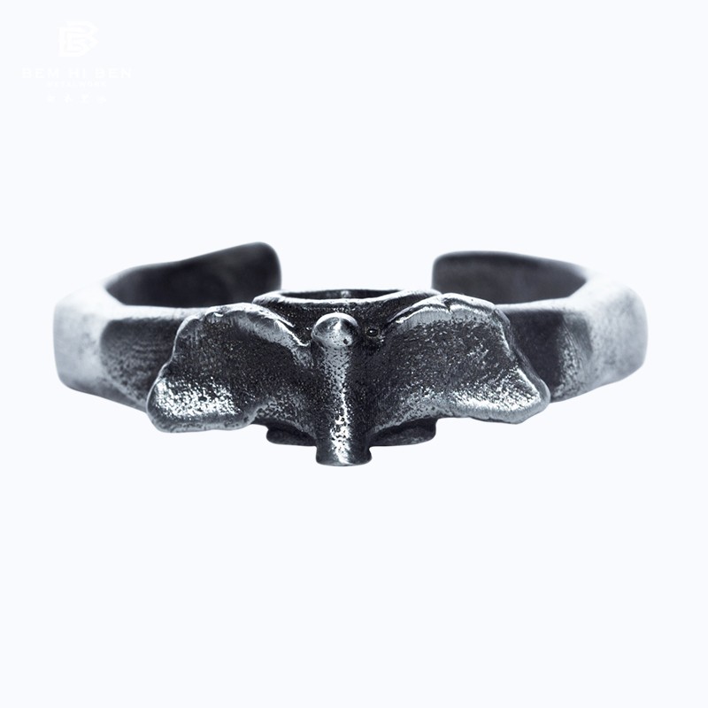 白木黑冰原创设计肋骨女男戒指