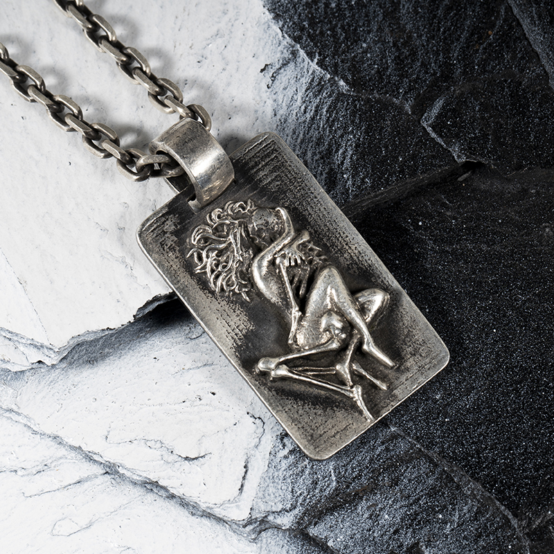 原创纯银永不分离潮牌骷髅吊坠