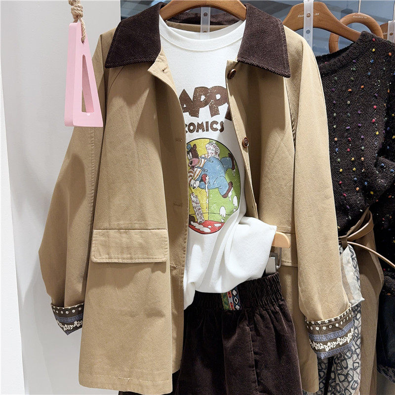 欧洲站实体同款2025秋冬季新款单排扣POLO领翻盖口袋风衣外套8805