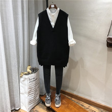 早秋季新品2020欧美风宽松显瘦V领纯色光板背心裙毛衣马夹女装770