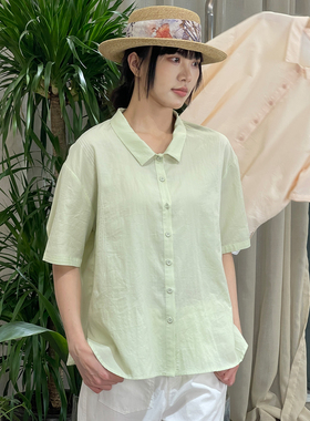 掂量女装 春夏季新款宽松质感短袖衬衫显瘦松弛感穿搭L2V01C14339