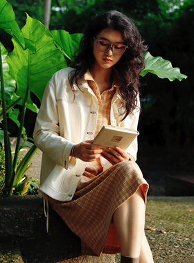 掂量女装 春季新款米白色宽松长袖外套简约百搭设计感L1V01K13329