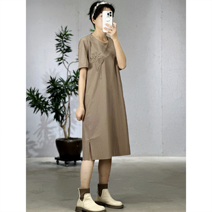 简约设计感短袖 掂量女装 夏季 新款 气质裙H2Y02Q10696 连衣裙中长款