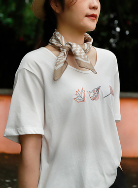 掂量女装夏季新款白色纯棉圆领短袖T恤女宽松百搭上衣Y2W20T12848