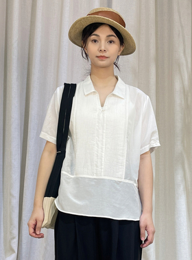 掂量女装 夏季新款白色短袖衬衫简约宽松休闲百搭上衣Y2W05O12425