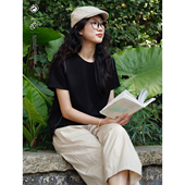 掂量女装 T恤女简约宽松休闲L2V01T13760 设计感圆领短袖 夏季 新款