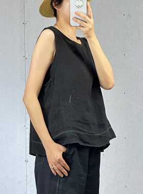 掂量女装 夏季新款简约亚麻无袖背心女休闲上衣松弛感J2V01O16552