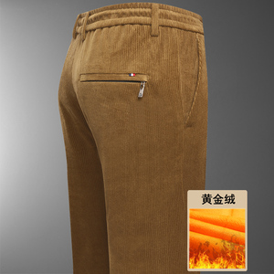主推爆版9811/P55商务男裤加绒加厚中老年高腰松紧腰灯芯绒爸爸裤图片