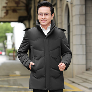 2003/P225休闲羽绒服男爸爸中长款羽绒衣外套商务中老年男装图片