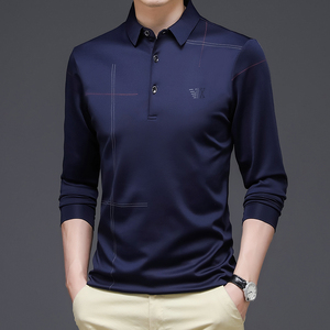 3138/P40商务男装长袖t恤POLO衫秋装中年汗衫打底衫父亲衣服图片