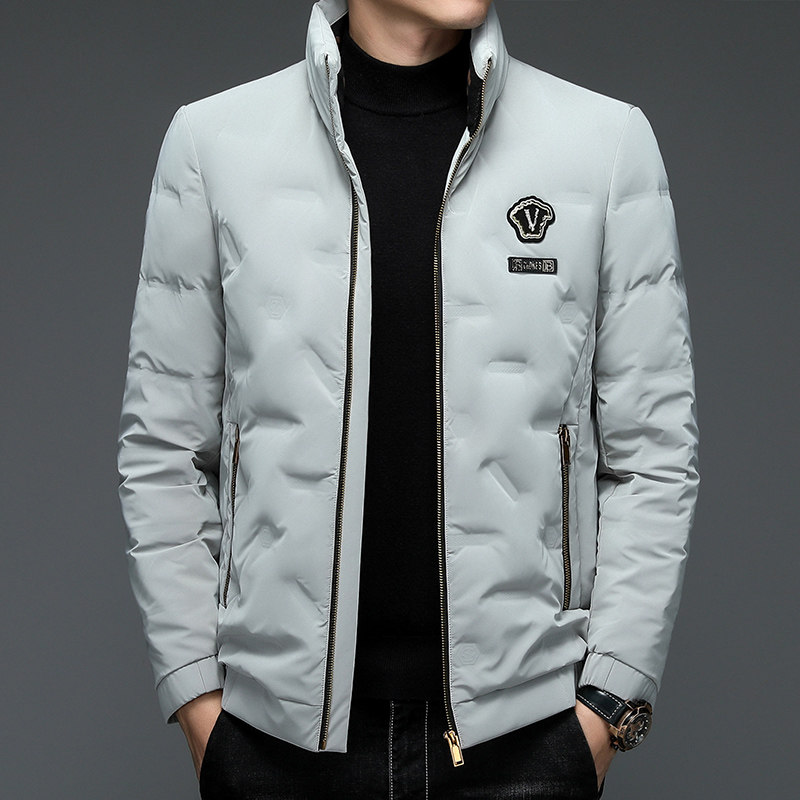 6101/P190商务男装羽绒服中青年立领潮流时尚刺绣印花羽绒衣外套图片