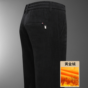 主推爆版9811/P55商务男裤加绒加厚中老年高腰松紧腰灯芯绒爸爸裤图片
