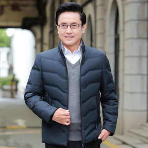 92002/P165中老年父亲羽绒服外套中青年爸爸羽绒衣立领外套图片