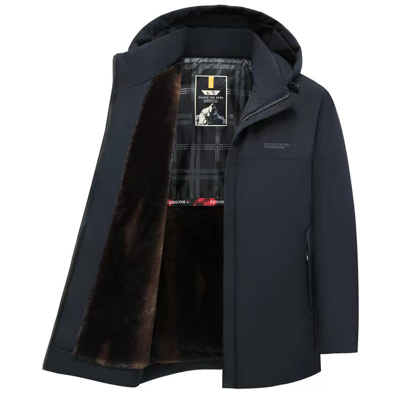 现货主推！232/P70加绒加厚商务棉衣爸爸棉服中年冬装棉袄中长款，男装棉衣，星座1216