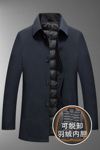 可脱内胆！8909/P210商务绅士羽绒服中老年爸爸翻领钮扣羽绒衣图片