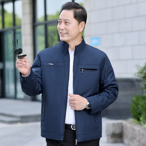 长年款510/P60老年人休闲夹克外套中老年爸爸立领茄克上装图片